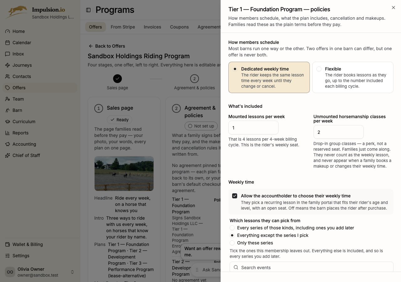 Policies drawer